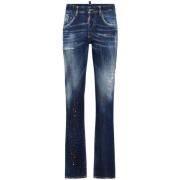 Donkerblauwe Denim Straight Leg Jeans Dsquared2 , Blue , Dames