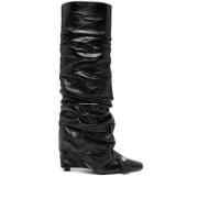 Zwarte Leren Hoge Stiletto Hakken The Attico , Black , Dames