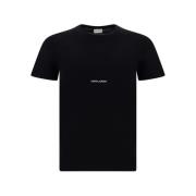 Iconisch Logo Katoenen T-shirt Saint Laurent , Black , Heren