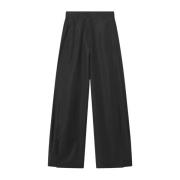 Zwarte Wollen Broek met Paneel en Manchetdetail Mark Kenly Domino Tan ...