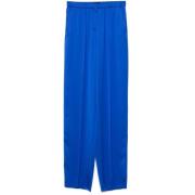 Koningsblauwe Zijden Satijnen Broek Giorgio Armani , Blue , Dames