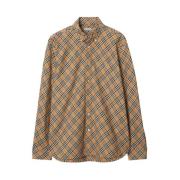 Vintage Check Patroon Katoenen Overhemd Burberry , Beige , Heren