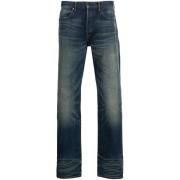 Indigo Blauwe Denim Straight Leg Jeans John Elliott , Blue , Heren