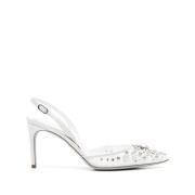 Witte slingback schoenen met kristallen versiering René Caovilla , Whi...