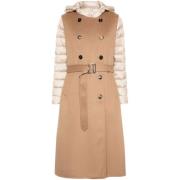 Beige Wol-Kasjmier Blend Gelaagde Jas Moorer , Beige , Dames