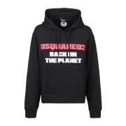 Zwarte Regular Fit Hoodie Sweatshirt Dsquared2 , Black , Dames