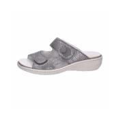 Comfortabele leren slippers met sleehak Waldläufer , Gray , Dames