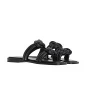 Zwarte Leren Sandalen met Open Teen By Herenne Birger , Black , Dames