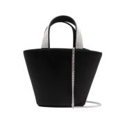 Kristalversierde Mini Tas met Handvatten Amina Muaddi , Black , Dames