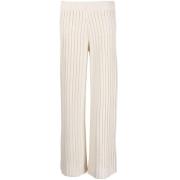 Ivoorwitte Ribgebreide Wijde Broek Fabiana Filippi , White , Dames