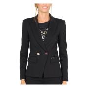 Dubbelrijige blazer in zwart Milano-stiksel Liu Jo , Black , Dames