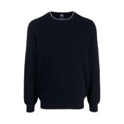 Midnight Blue Cashmere Crew-neck Sweater Fedeli , Blue , Heren