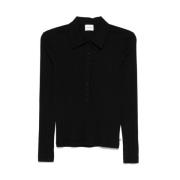 Zwarte Button-Up Sweater Closed , Black , Dames