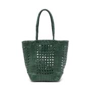 Groene Leren Geweven Tote Tas Dragon Diffusion , Green , Dames