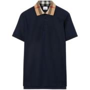 Vintage Check Polo met Contrast Kraag Burberry , Blue , Heren