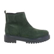 Velours Leren Enkellaarzen Gabor , Green , Dames