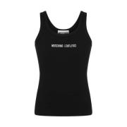 Zwart/Wit Geribbeld Logo Hemd Moschino , Black , Heren