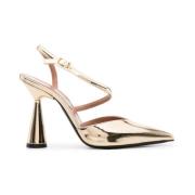 Metallic Pointed Toe Slingback Heels D'Accori , Yellow , Dames