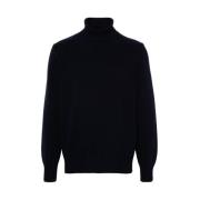 Navy Blauw Wolmix Gebreide Trui Doppiaa , Blue , Heren