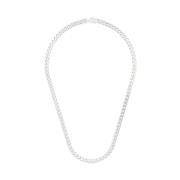 Sterling Zilver Satijn Afwerking Curb Ketting Tom Wood , Gray , Heren