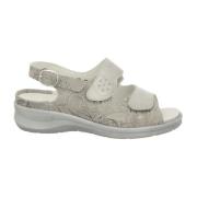 Comfortabele leren sandalen met sleehak Waldläufer , Gray , Dames