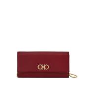 Burgundy Foldover Chain Wallet Salvatore Ferragamo , Red , Dames