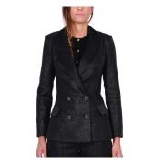 Elegante dubbelrijige zwarte blazer Elisabetta Franchi , Black , Dames