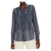 Admiral Button Down Blouse Michael Kors , Gray , Dames