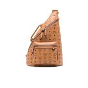 Bruin Cognac Crossbody Tas met Handvat MCM , Brown , Heren