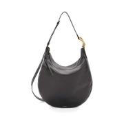 Zwarte Leren Handtas met Gouden Hardware Jil Sander , Black , Dames