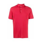 Rode Katoenen Poloshirt Fedeli , Red , Heren