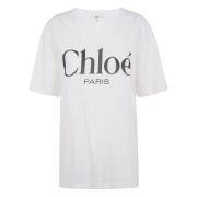 Wit Bedrukt T-shirt Chloé , White , Dames