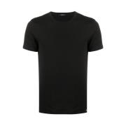 Zwarte Katoenmix Korte Mouw Crew Neck T-shirt Tom Ford , Black , Heren