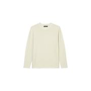 Crewneck Cotton Linen Rib Structu Marc O'Polo , White , Heren