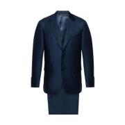 Navy Blauwe Wollen Blazer en Broek Canali , Blue , Heren