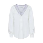 Witte Kant Trim V-Hals Shirt JW Anderson , White , Dames