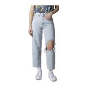 Lichtblauwe Baggy Katoenen Jeans Only , Blue , Dames