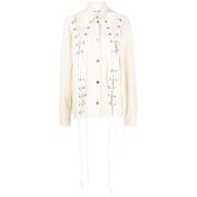 Ivory Lace-Up Wool Jacket Julfer , Beige , Dames