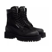 Zwarte Leren Veterschoenen met Plateauzool Palm Angels , Black , Dames