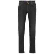 Super Slim Zwart Katoenen Jeans Jacob Cohën , Black , Heren