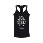 Monogram RC Racerback Tank Top Roberto Cavalli , Black , Dames