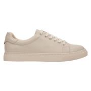 Beige Leren Lage Sneakers voor Dames Estro , Beige , Dames