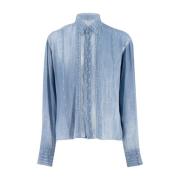 Vintage Kant Shirt met Verfijnd Ontwerp Ermanno Scervino , Blue , Dame...