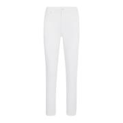 Hoge Taille Slim-Fit Katoenen Broek Kiton , White , Dames