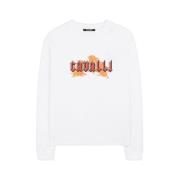 Logo-Print Katoenen Sweatshirt Crew Neck Roberto Cavalli , White , Her...