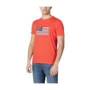 Rode Katoenen Heren Lente/Zomer T-Shirt U.s. Polo Assn. , Red , Heren