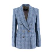 Gevlamd stof dubbelrijige jas Etro , Blue , Dames