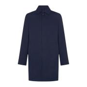 Navy Blauwe Linnen Trenchcoat Kiton , Blue , Heren