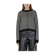 Zwart en wit gerecycled polyester trui Vero Moda , Black , Dames