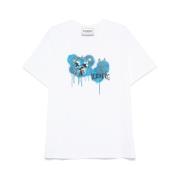 Wit Logo Print Crew Neck T-shirt Iceberg , White , Heren